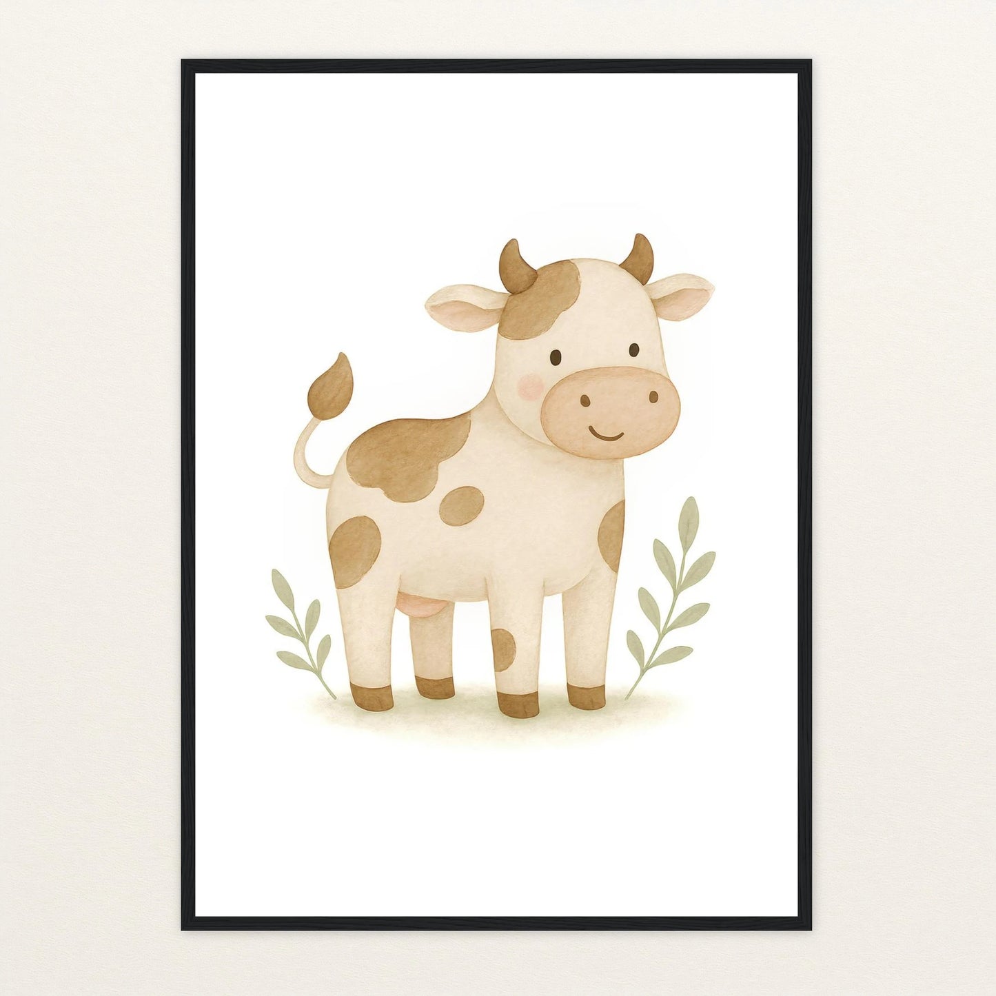 Klara die Kuh Poster mit Holzrahmen von tinylearner