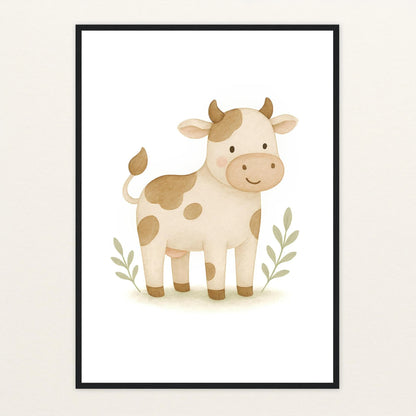 Klara die Kuh Poster mit Holzrahmen von tinylearner