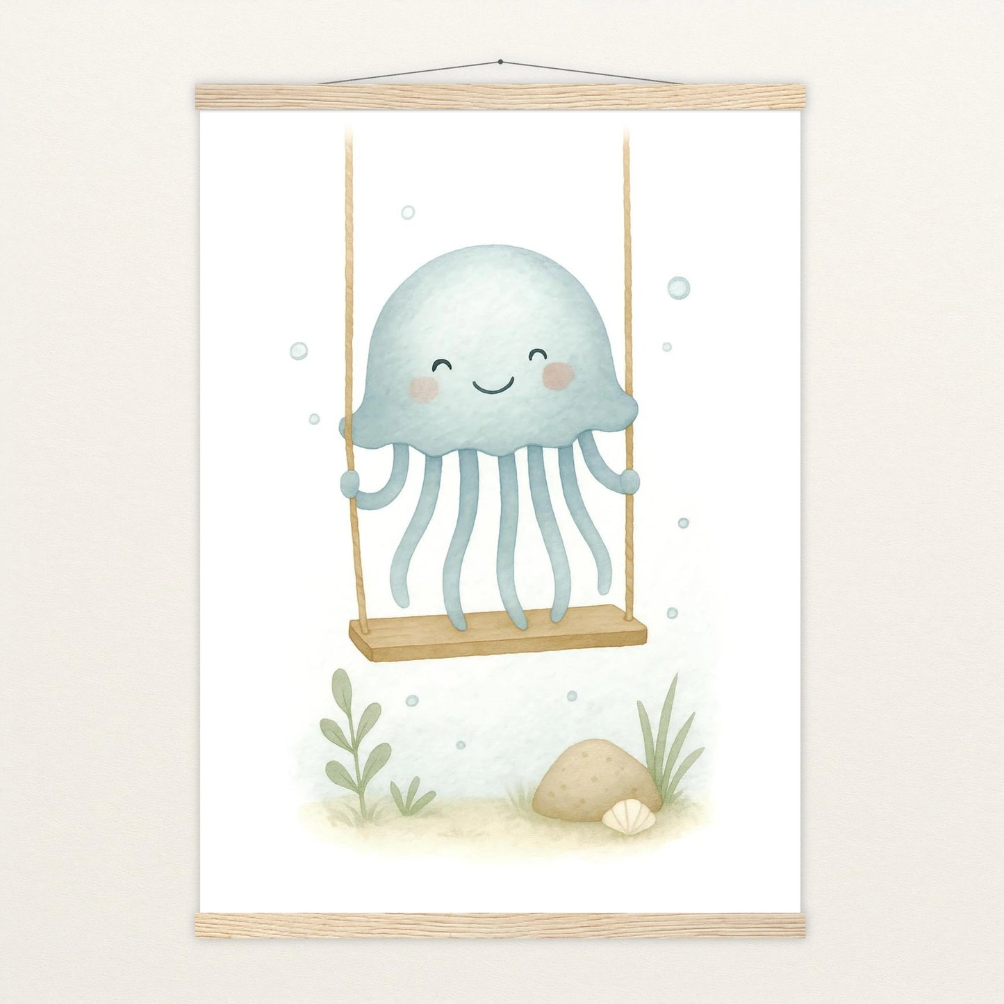 Quinn die Qualle - Motiv: "Schaukel" Poster mit Leisten von tinylearner