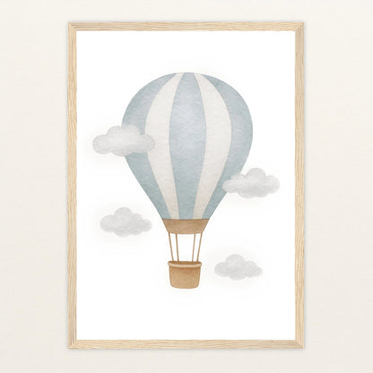 Heißluftballon Poster mit Holzrahmen von tinylearner