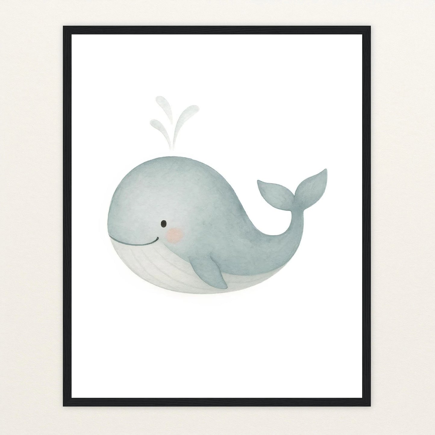 Willi der Wal Poster mit Holzrahmen von tinylearner