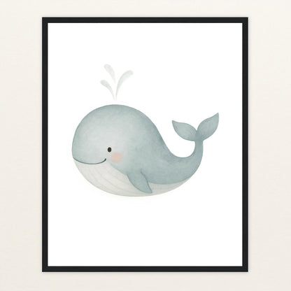 Willi der Wal Poster mit Holzrahmen von tinylearner