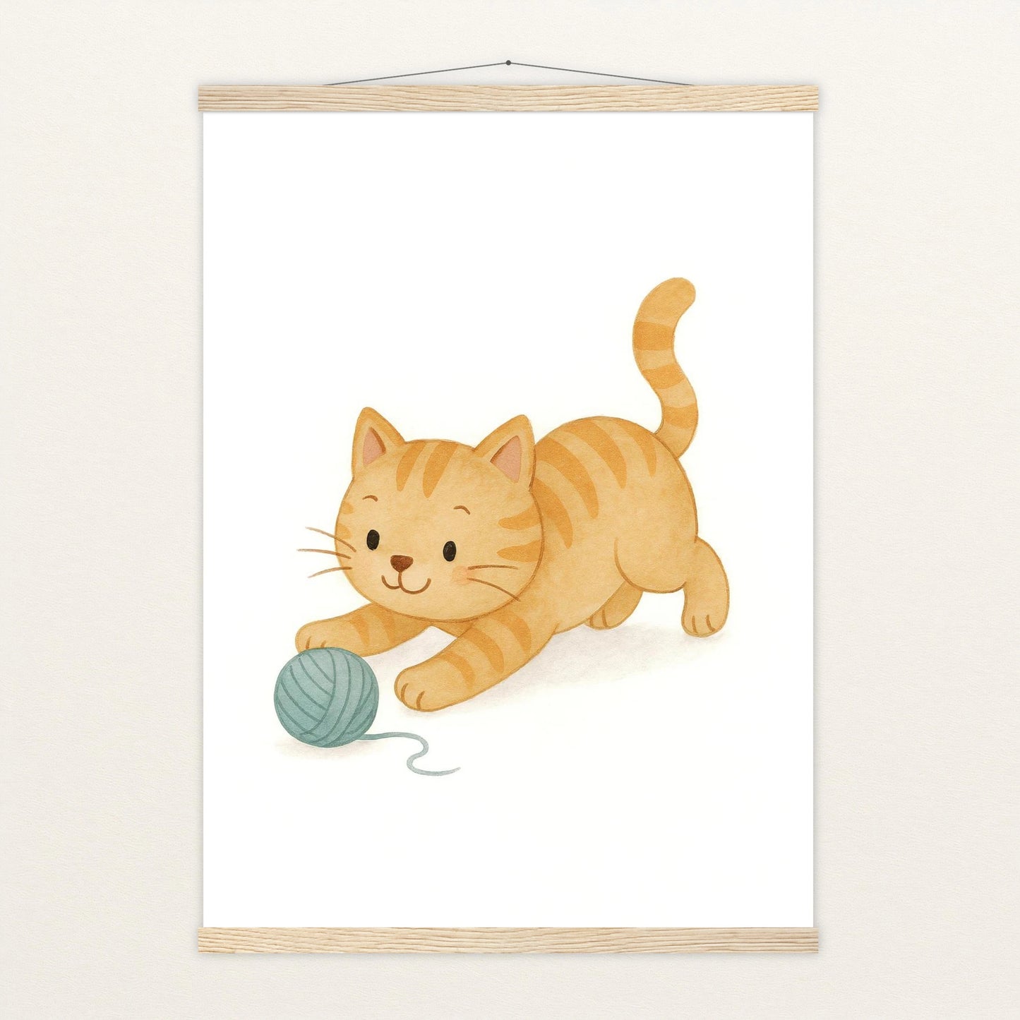 Kira die Katze - Motiv: "Wolle" Poster mit Leisten von tinylearner