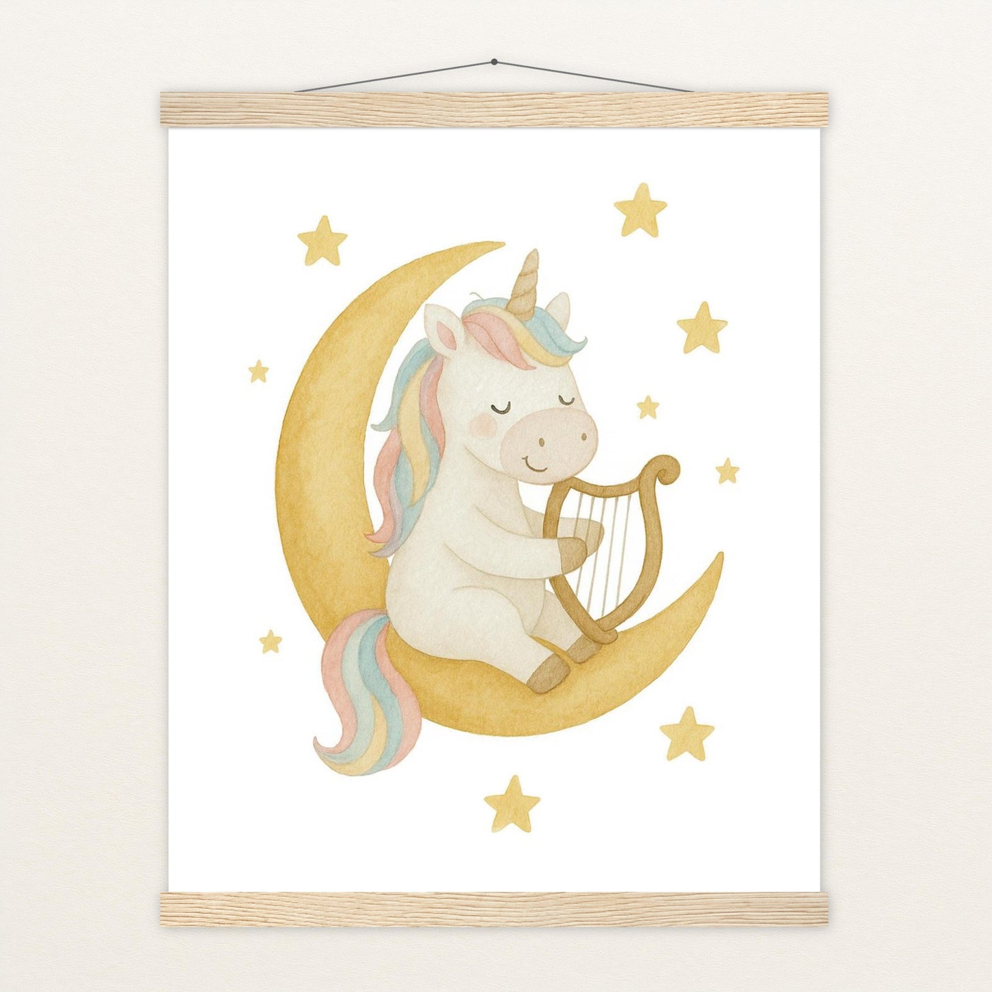 Luni das Einhorn - Motiv: "Mond" Poster mit Leisten von tinylearner