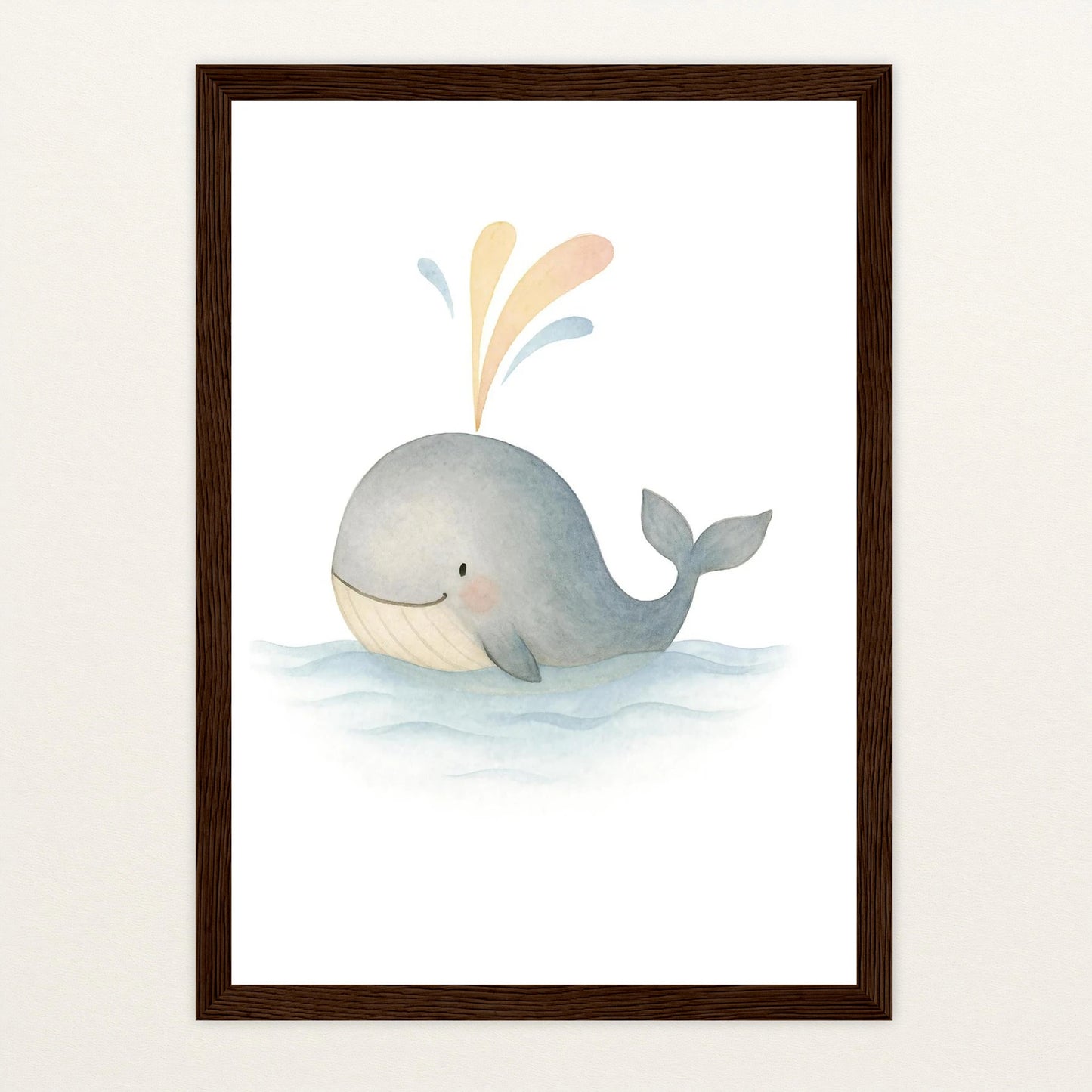 Willi der Wal - Motiv: "Freude" Poster mit Holzrahmen von tinylearner