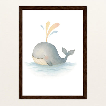 Willi der Wal - Motiv: "Freude" Poster mit Holzrahmen von tinylearner