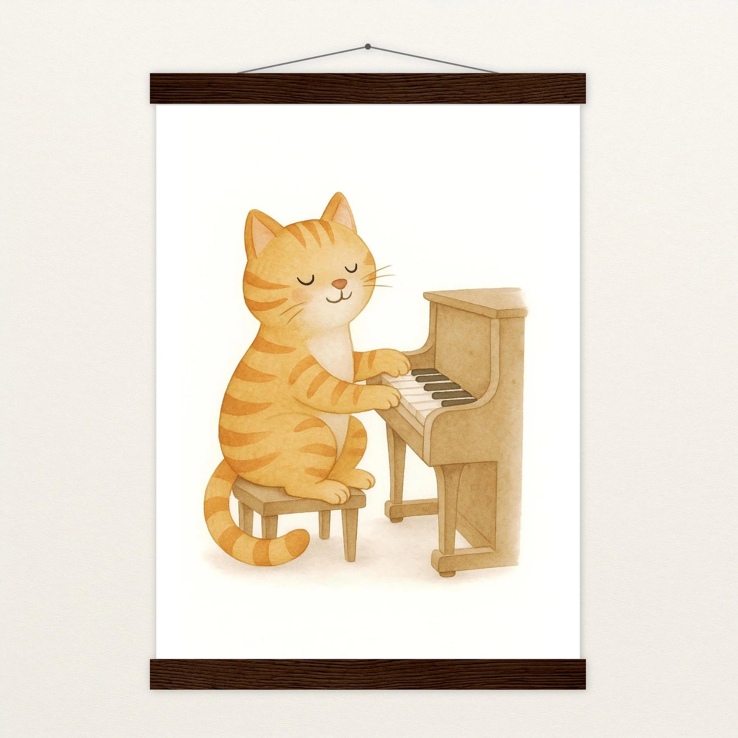 Kira die Katze - Motiv: "Klavier" Poster mit Leisten von tinylearner