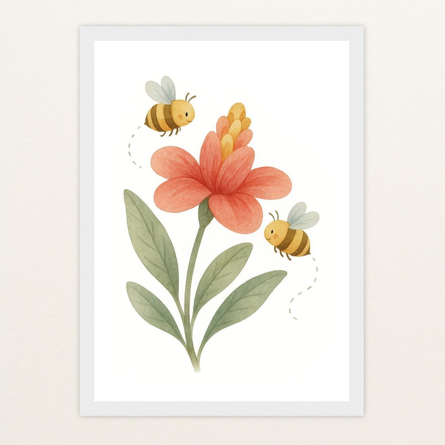 Bibi die Biene - Motiv: "Blume" Poster mit Holzrahmen von tinylearner
