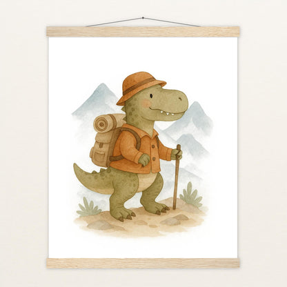 Dinosaurier T-Rex - Motiv: "Wandern" Poster mit Leisten von tinylearner