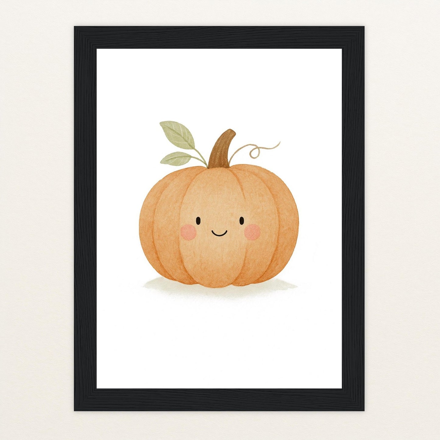 Gemüse: Kürbis Poster mit Holzrahmen von tinylearner