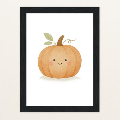 Gemüse: Kürbis Poster mit Holzrahmen von tinylearner