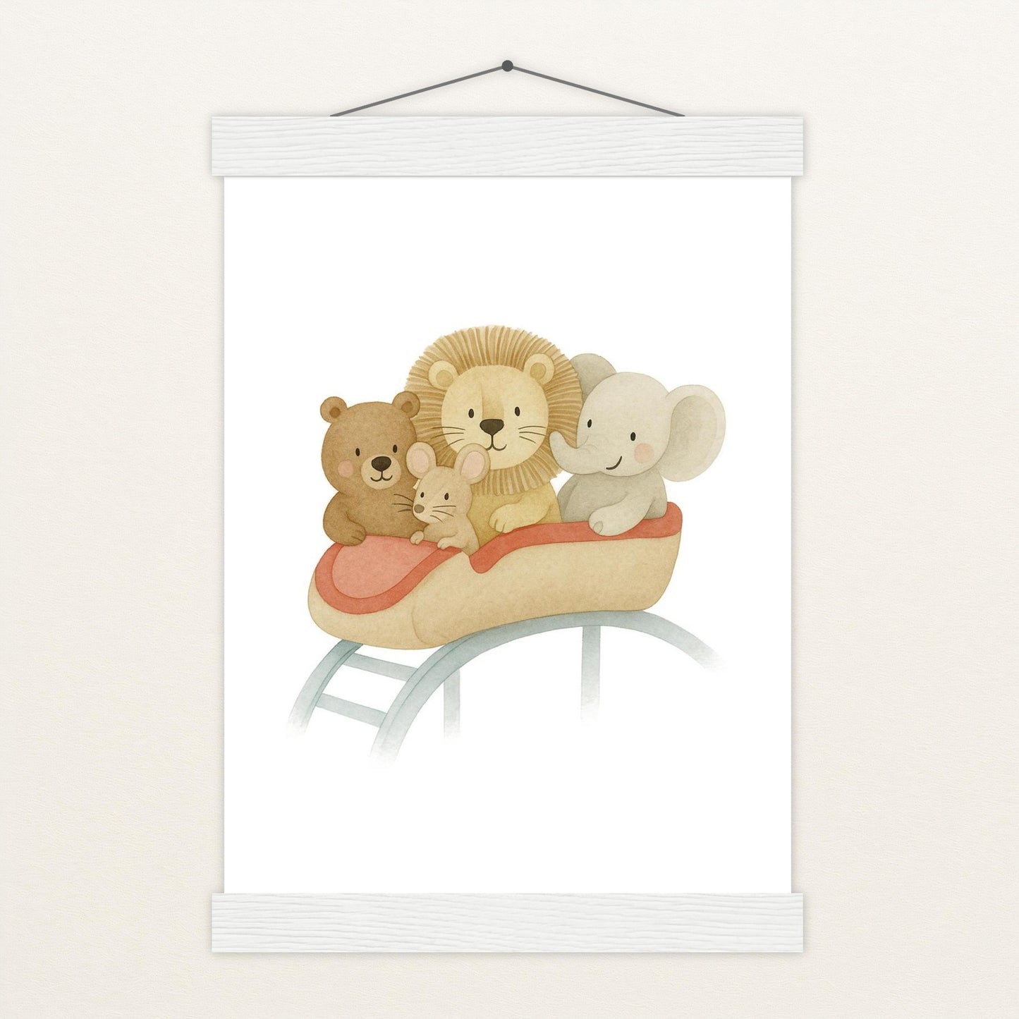 Tierfreunde - Motiv: "Achterbahn" Poster mit Leisten von tinylearner