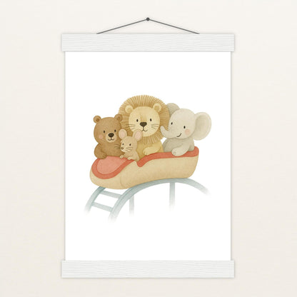 Tierfreunde - Motiv: "Achterbahn" Poster mit Leisten von tinylearner