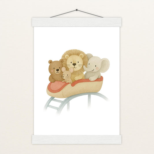 Tierfreunde - Motiv: "Achterbahn" Poster mit Leisten von tinylearner