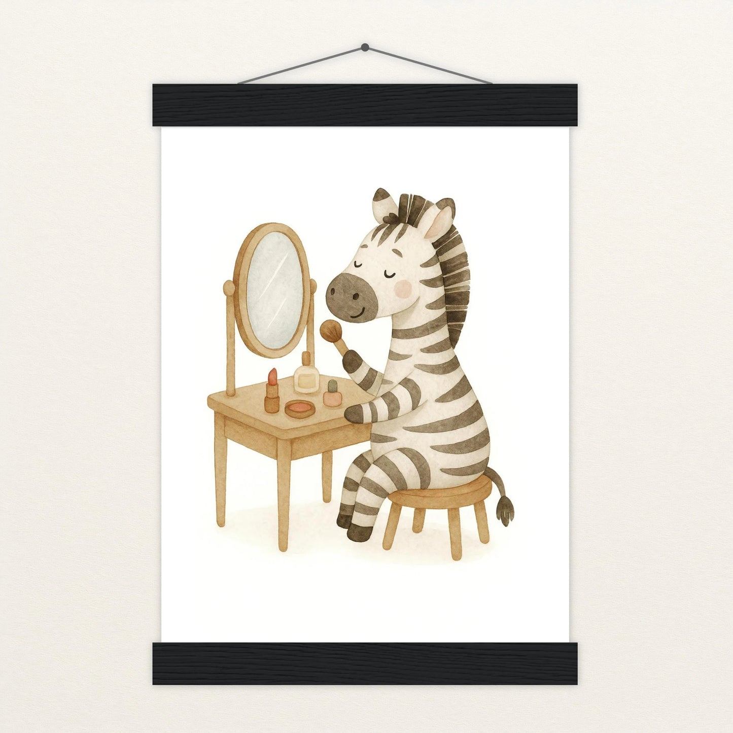 Zinni das Zebra - Motiv: "Schminken" Poster mit Leisten von tinylearner