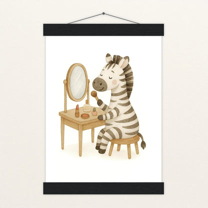 Zinni das Zebra - Motiv: "Schminken" Poster mit Leisten von tinylearner