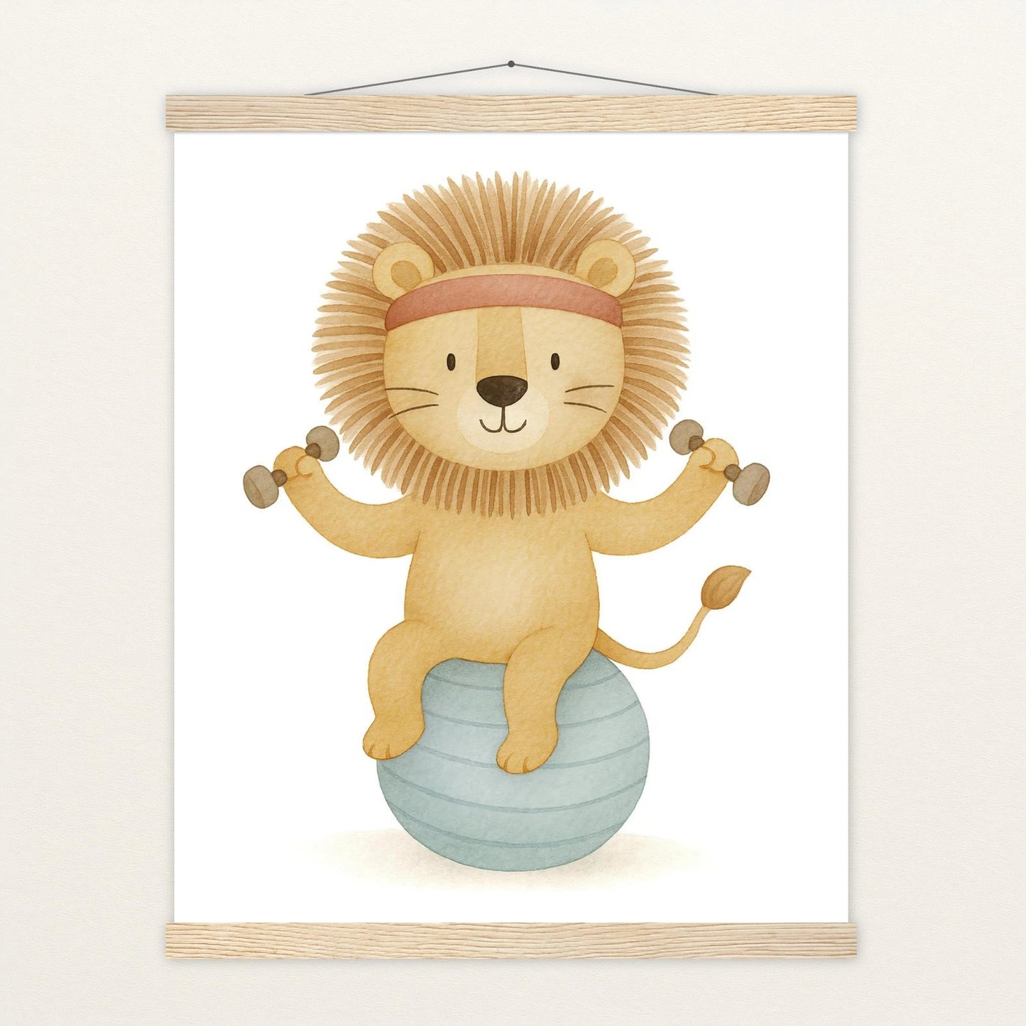 Leo der Löwe - Motiv: "Workout" Poster mit Leisten von tinylearner