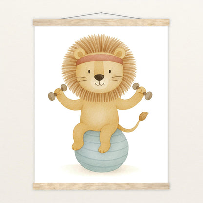 Leo der Löwe - Motiv: "Workout" Poster mit Leisten von tinylearner