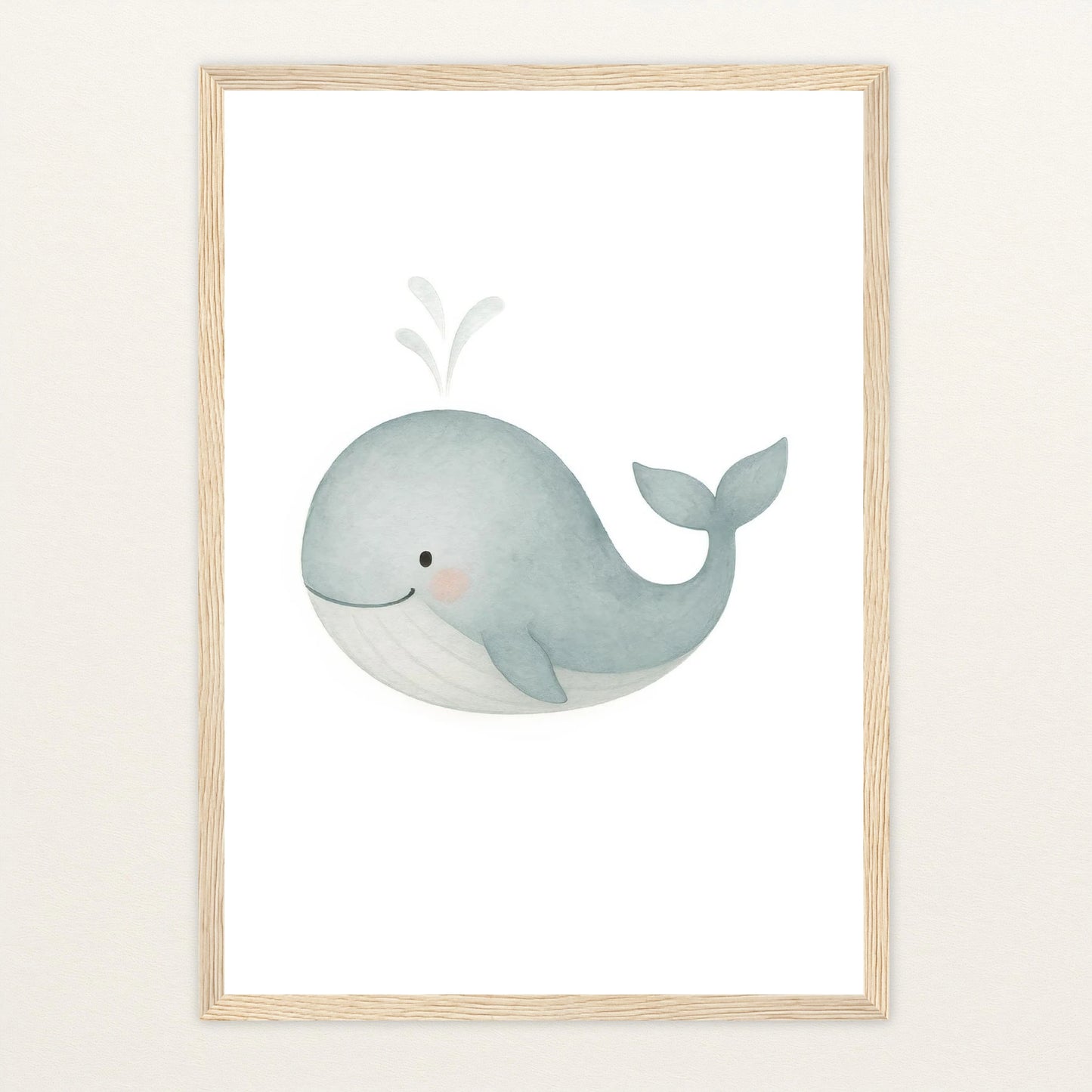 Willi der Wal Poster mit Holzrahmen von tinylearner