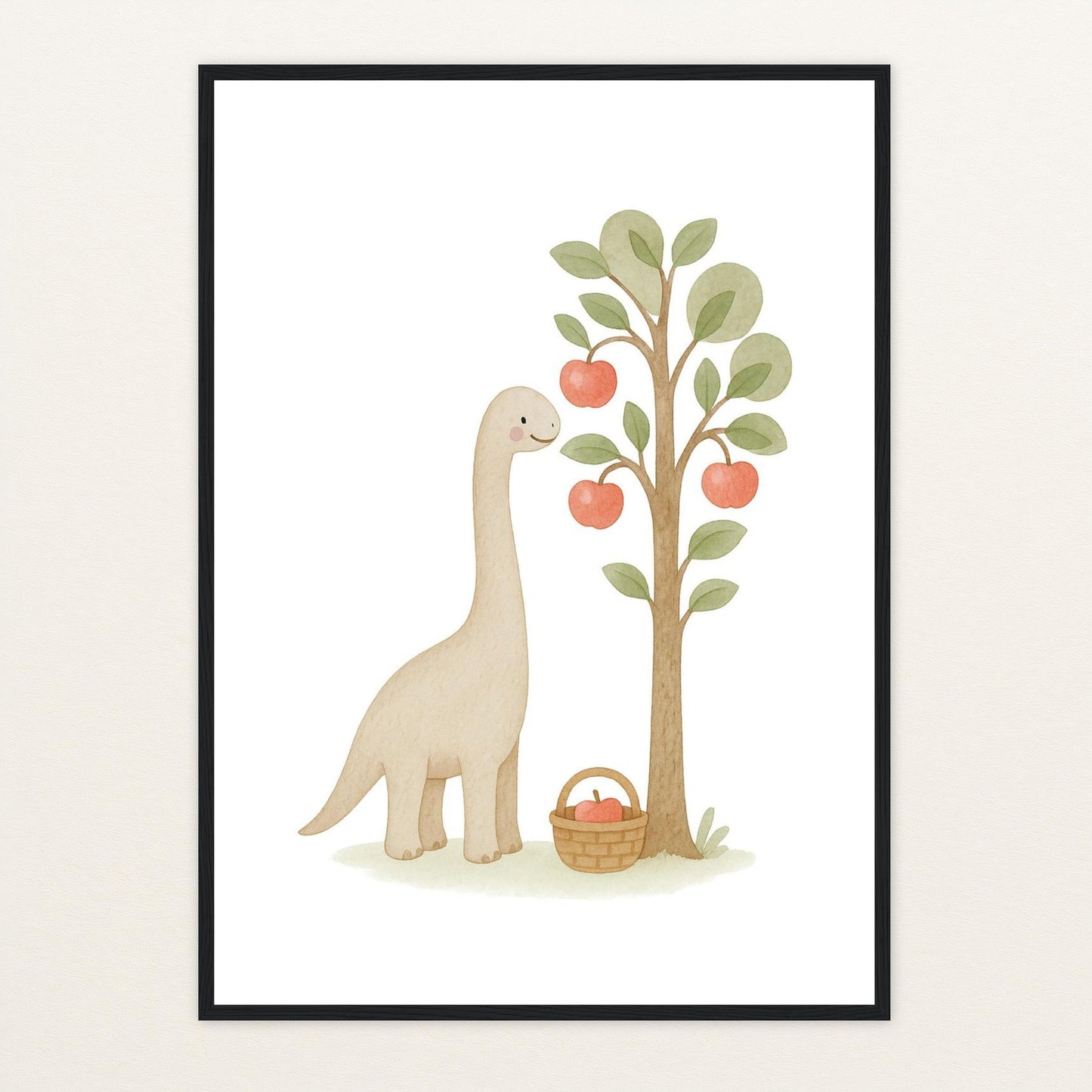 Dinosaurier Brachiosaurus - Motiv: "Apfelbaum" Poster mit Holzrahmen von tinylearner