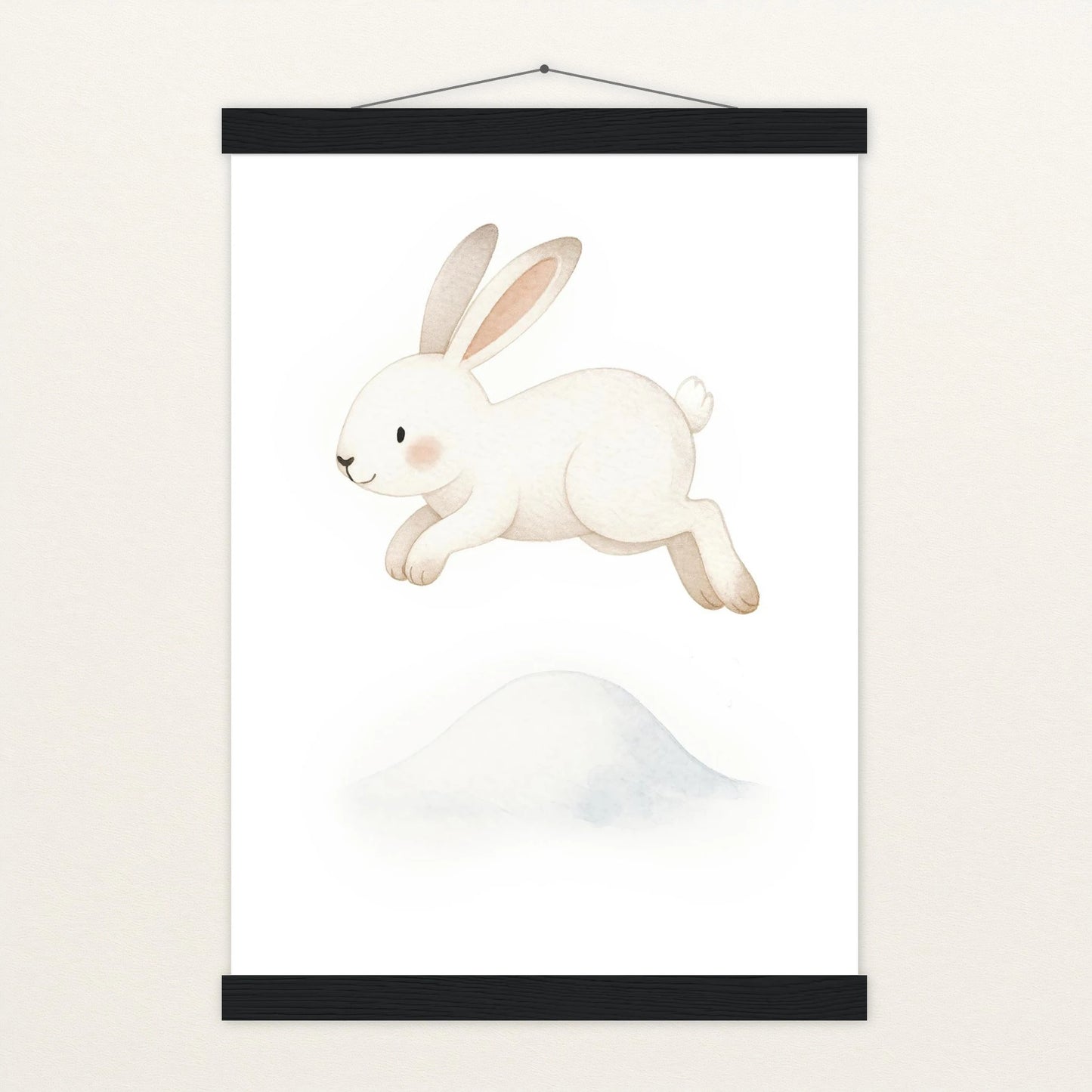 Sina der Schneehase - Motiv: "Schneehügel" Poster mit Leisten von tinylearner