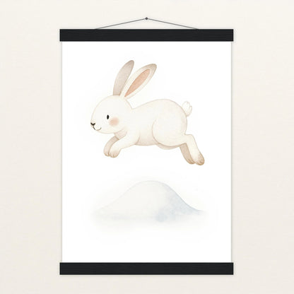 Sina der Schneehase - Motiv: "Schneehügel" Poster mit Leisten von tinylearner
