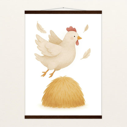Hanni das Huhn - Motiv: "Heu" Poster mit Leisten von tinylearner