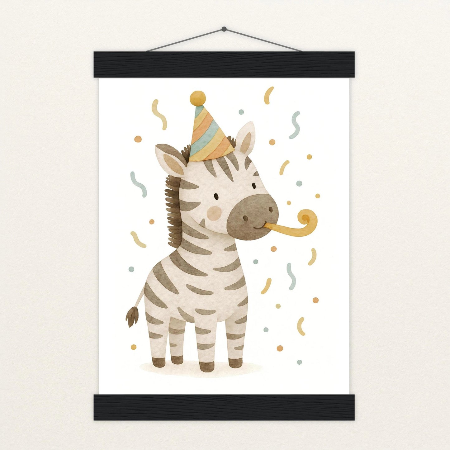 Zinni das Zebra - Motiv: "Party" Poster mit Leisten von tinylearner