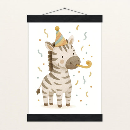 Zinni das Zebra - Motiv: "Party" Poster mit Leisten von tinylearner