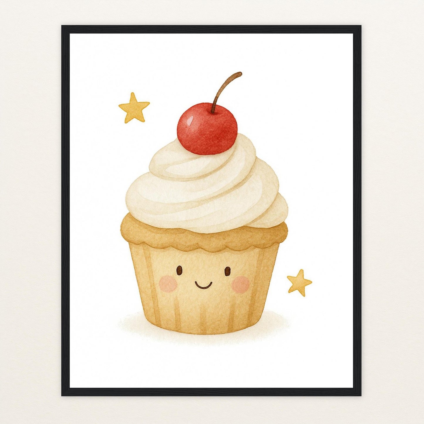 Süßes: Cupcake Poster mit Holzrahmen von tinylearner