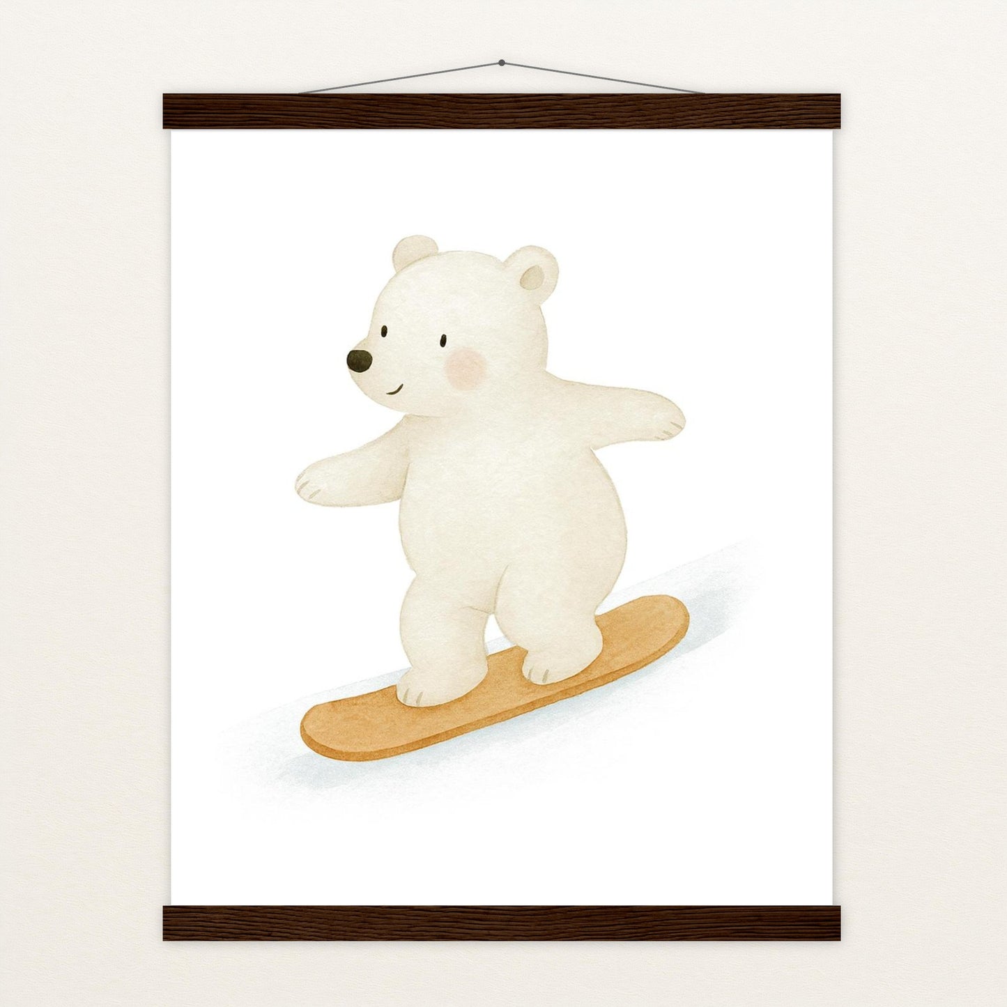 Pummel der Polarbär - Motiv: "Snowboard" Poster mit Leisten von tinylearner