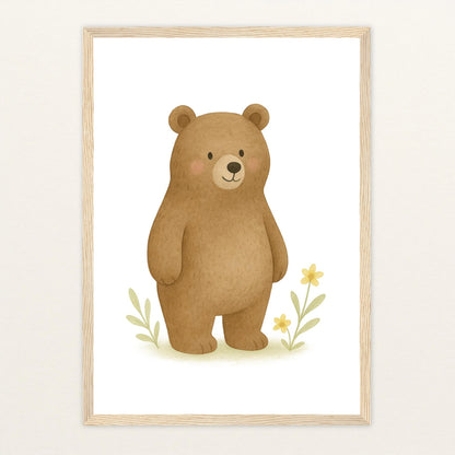 Balu der Bär Poster mit Holzrahmen von tinylearner