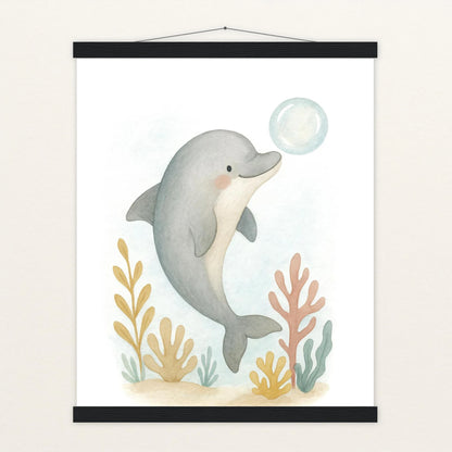 Dora der Delfin - Motiv: "Luftblase" Poster mit Leisten von tinylearner