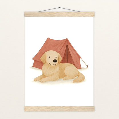 Hugo der Hund - Motiv: "Zelt" Poster mit Leisten von tinylearner