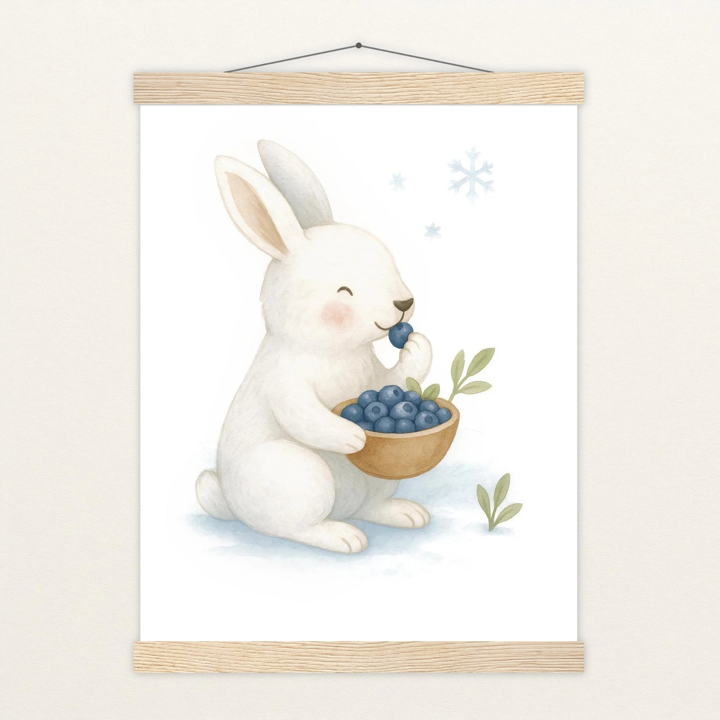 Sina der Schneehase - Motiv: "Blaubeeren" Poster mit Leisten von tinylearner