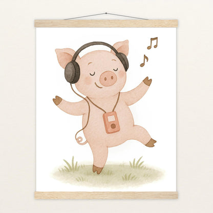 Susi das Schwein - Motiv: "Musik" Poster mit Leisten von tinylearner