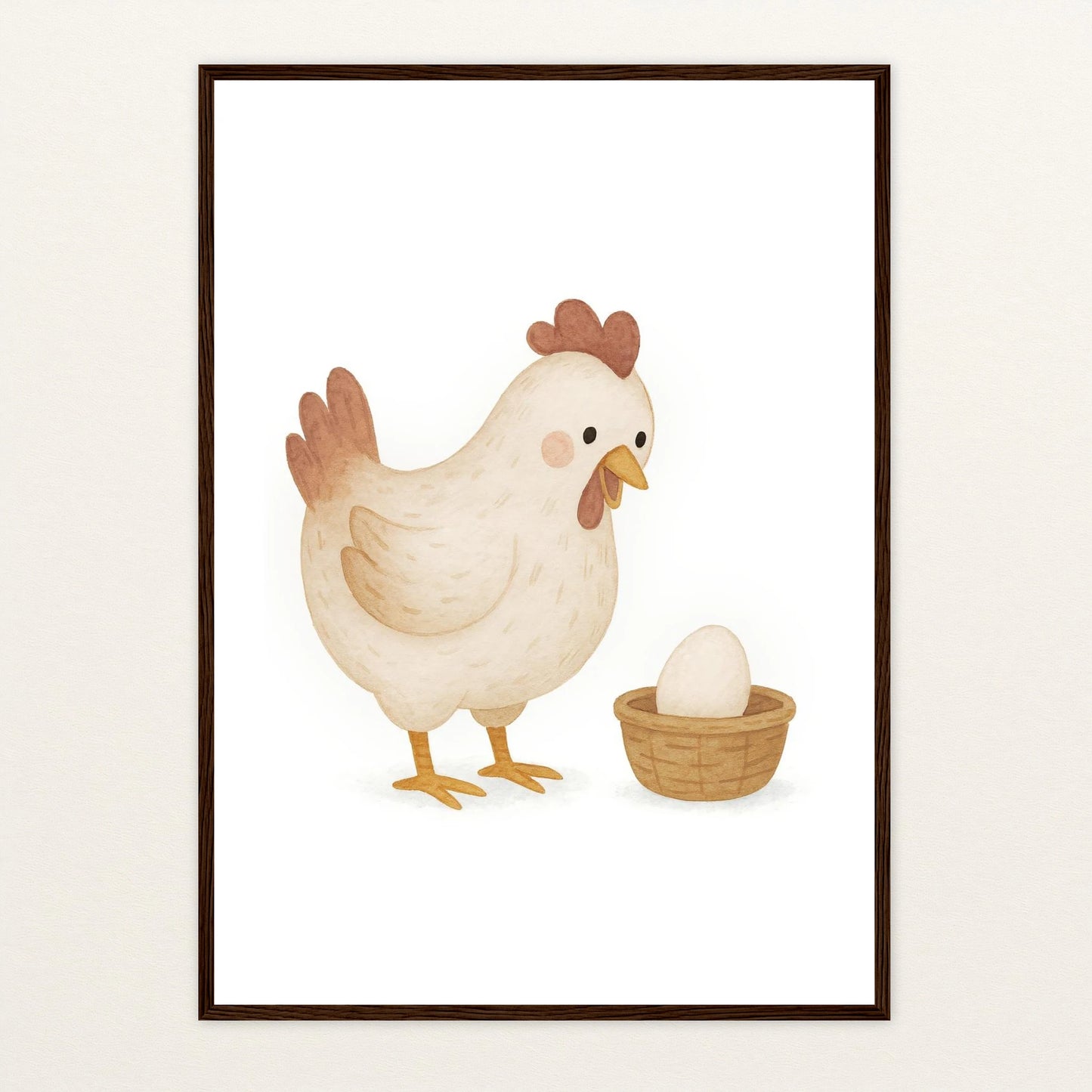 Hanni das Huhn - Motiv: "Ei" Poster mit Holzrahmen von tinylearner