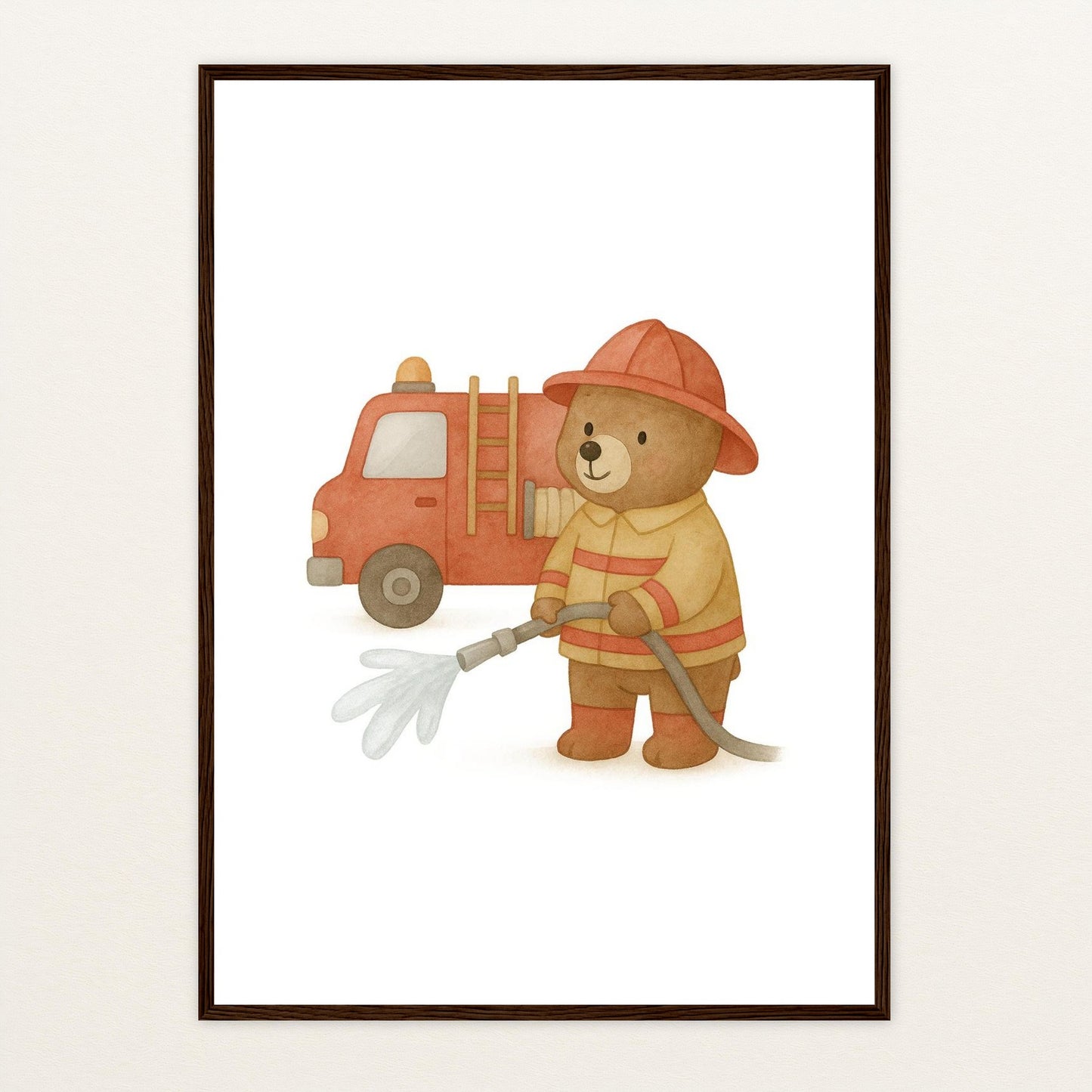 Balu der Bär - Motiv: "Feuerwehr" Poster mit Holzrahmen von tinylearner