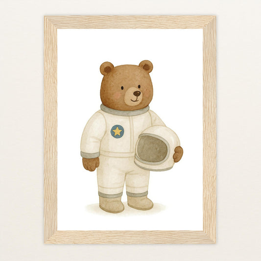 Balu der Bär - Motiv: "Astronaut" Poster mit Holzrahmen von tinylearner
