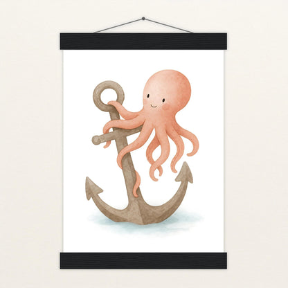 Tilli der Tintenfisch - Motiv: "Anker" Poster mit Leisten von tinylearner