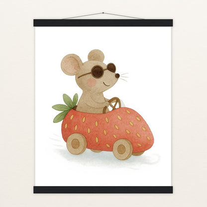 Mimi die Maus - Motiv: "Erdbeerwagen" Poster mit Leisten von tinylearner