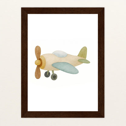 Propellerflugzeug Poster mit Holzrahmen von tinylearner