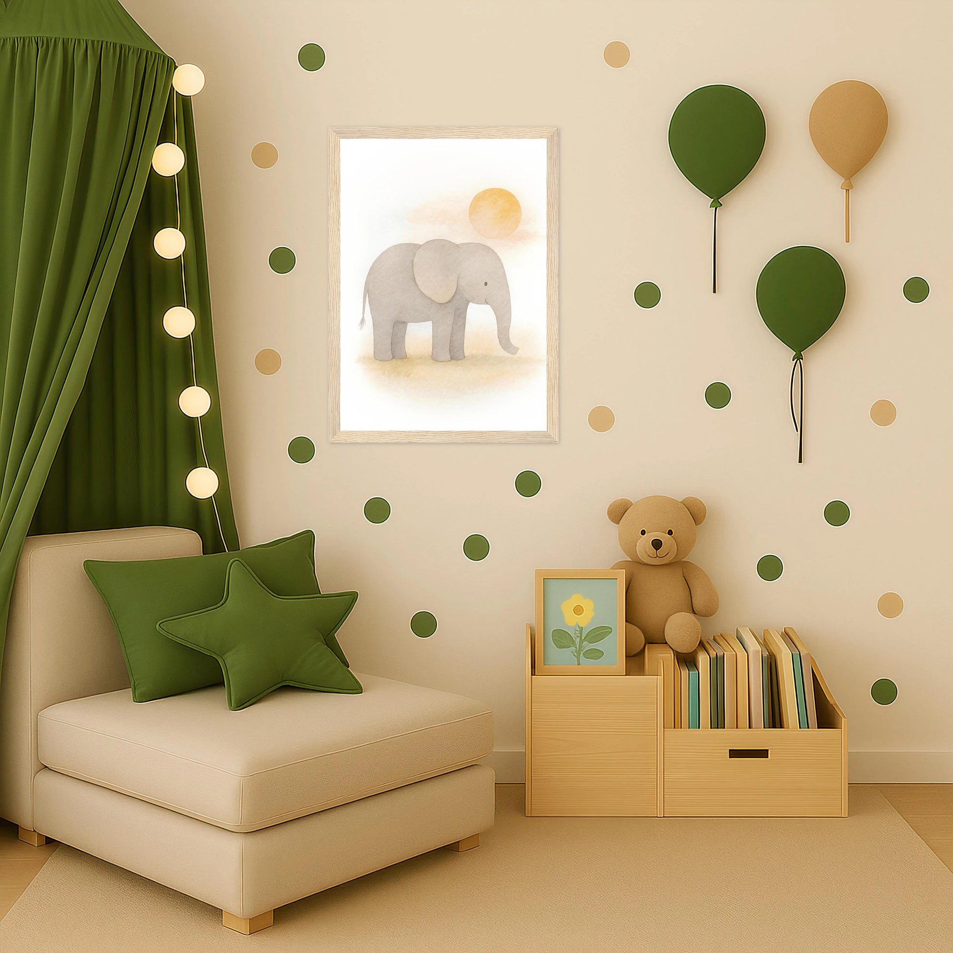 Emil der Elefant - Motiv: "Sonne" Poster mit Holzrahmen von tinylearner