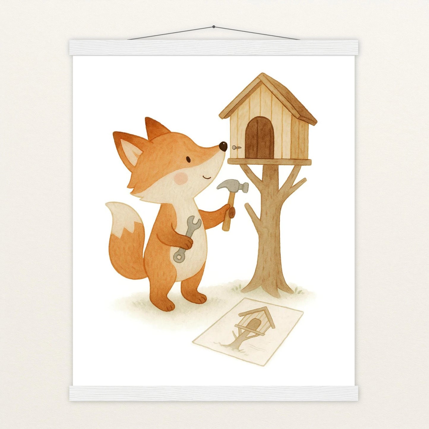 Finnegan der Fuchs - Motiv: "Baumhaus" Poster mit Leisten von tinylearner