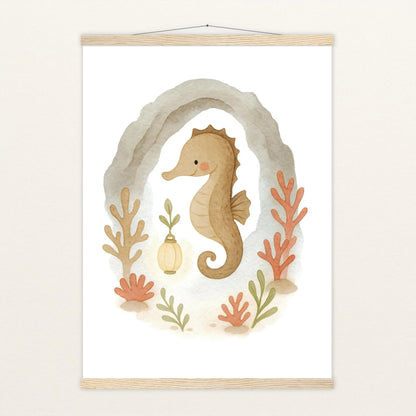 Suri das Seepferdchen - Motiv: "Höhle" Poster mit Leisten von tinylearner