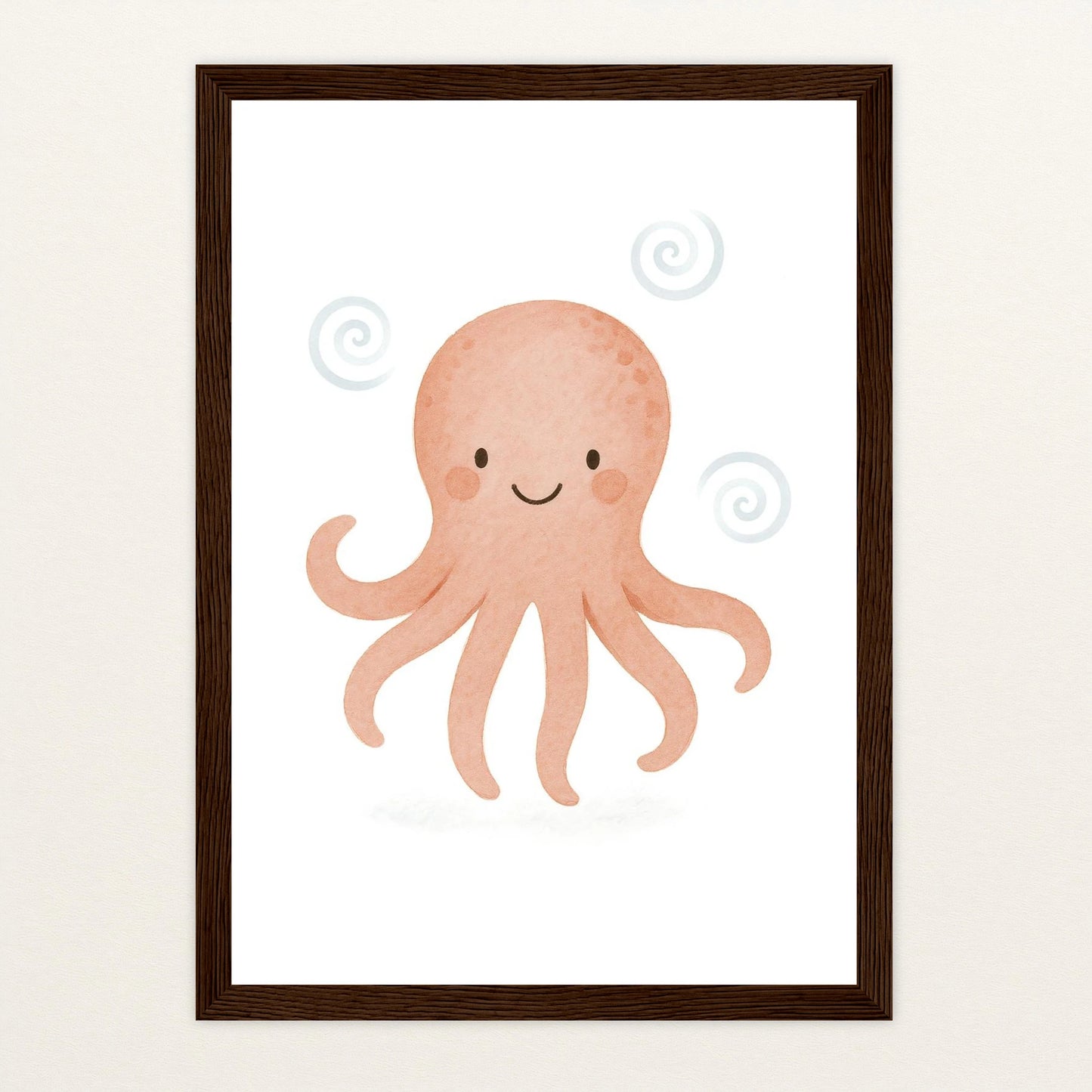 Tilli der Tintenfisch Poster mit Holzrahmen von tinylearner