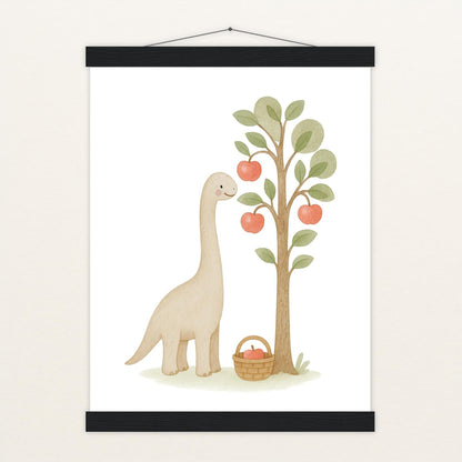 Dinosaurier Brachiosaurus - Motiv: "Apfelbaum" Poster mit Leisten von tinylearner