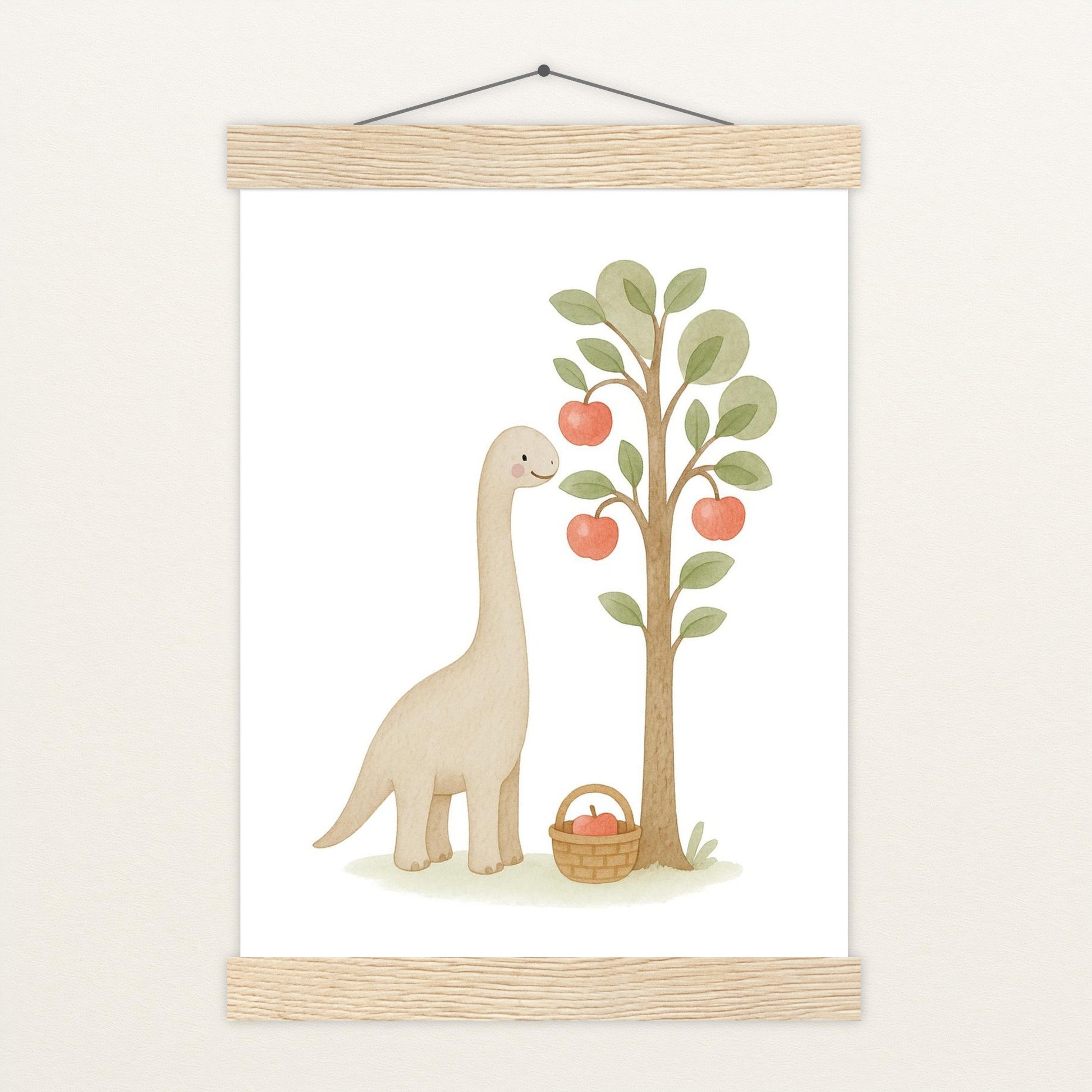 Dinosaurier Brachiosaurus - Motiv: "Apfelbaum" Poster mit Leisten von tinylearner