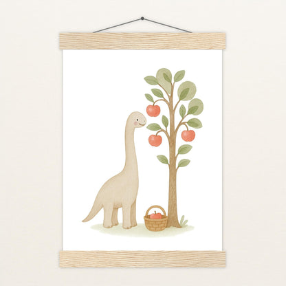 Dinosaurier Brachiosaurus - Motiv: "Apfelbaum" Poster mit Leisten von tinylearner
