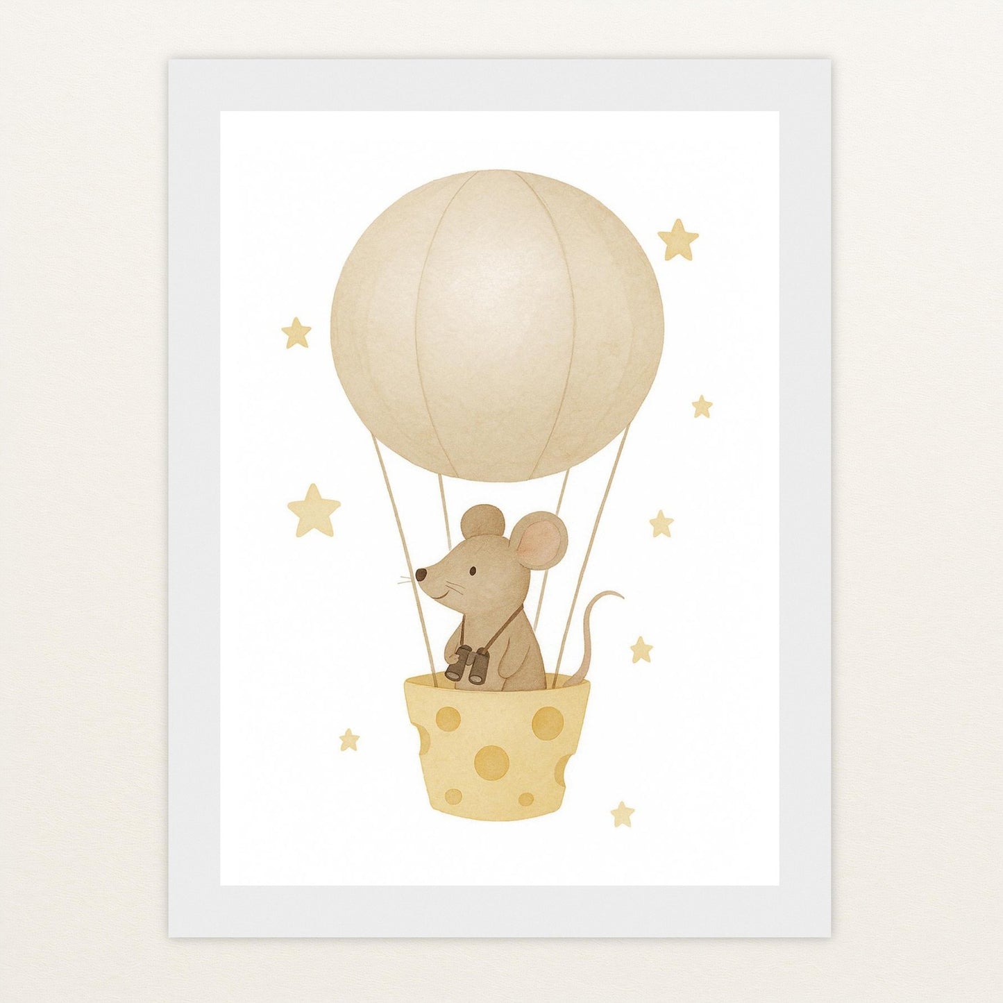 Mimi die Maus - Motiv: "Heißluftballon" Poster mit Holzrahmen von tinylearner